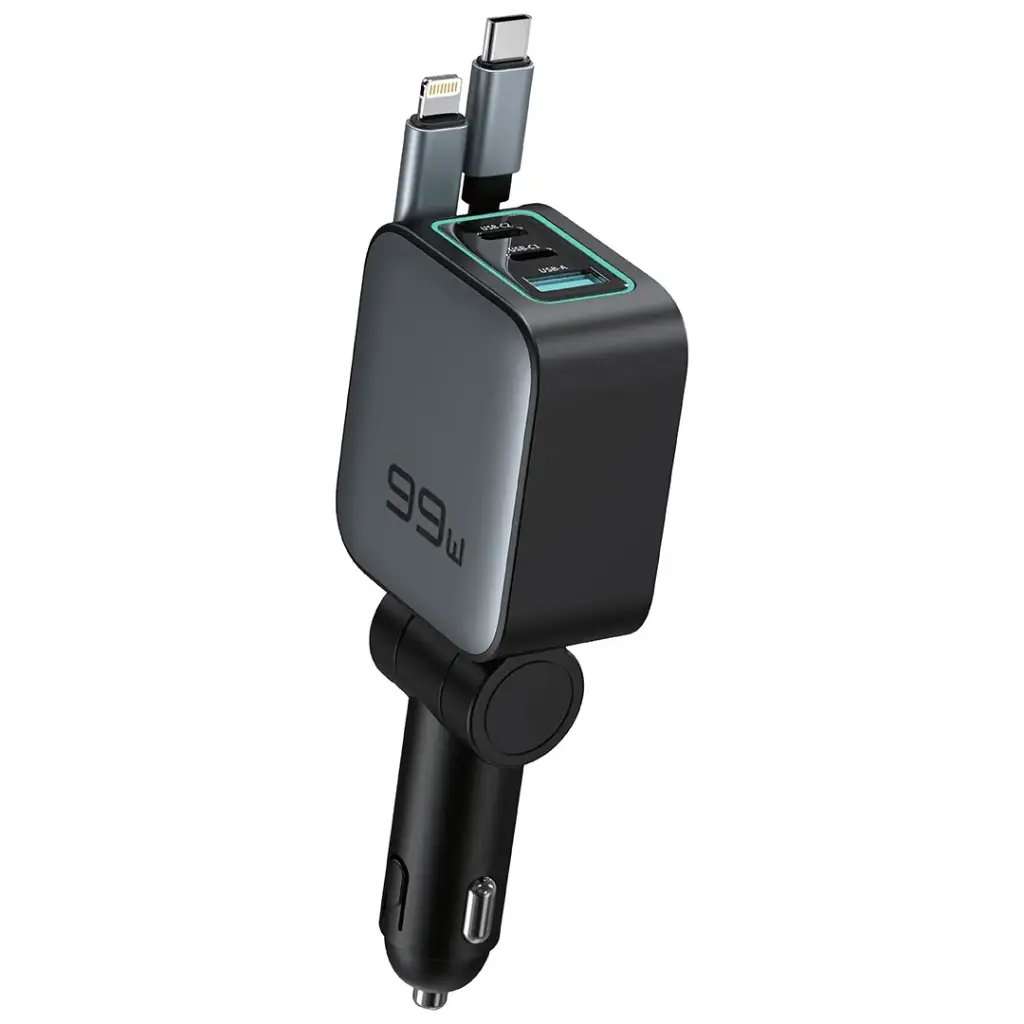 Green Lion Retractable 99W Car Charger PD 45W - Linkphones Center